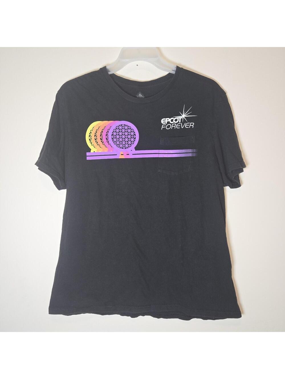 Disney Parks Epcot Forever Walt Disney World Adult Pocket Black Shirt sz XL